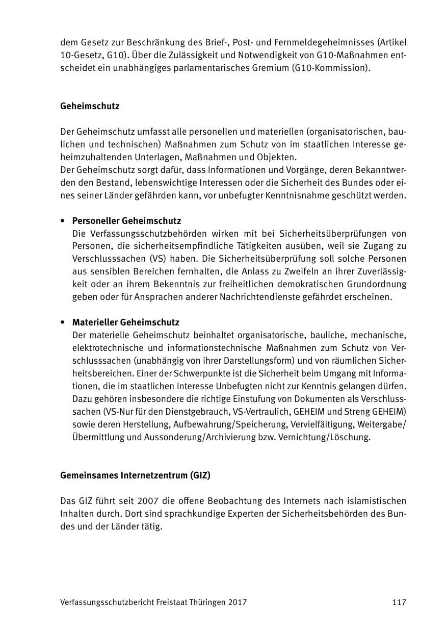 Seite 119 des Verfassungsschutzbericht 2017 Thüringen