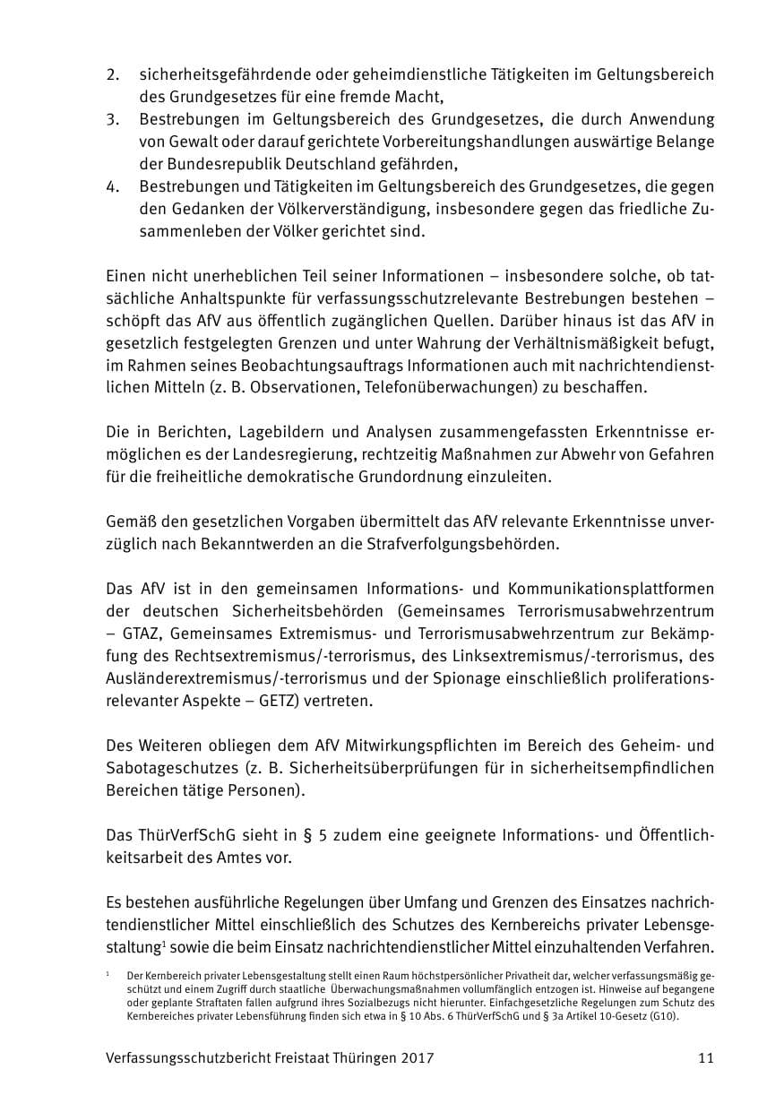 Seite 13 des Verfassungsschutzbericht 2017 Thüringen