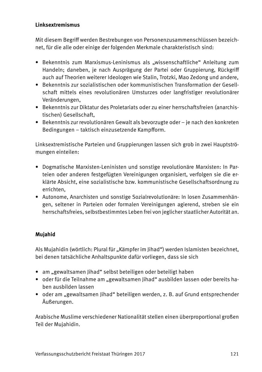 Seite 123 des Verfassungsschutzbericht 2017 Thüringen