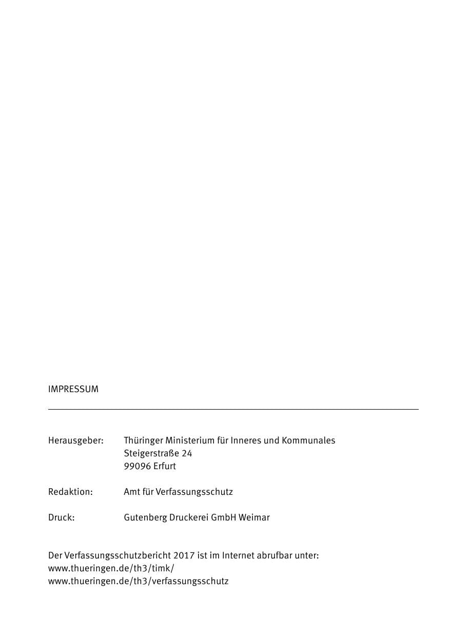 Seite 139 des Verfassungsschutzbericht 2017 Thüringen