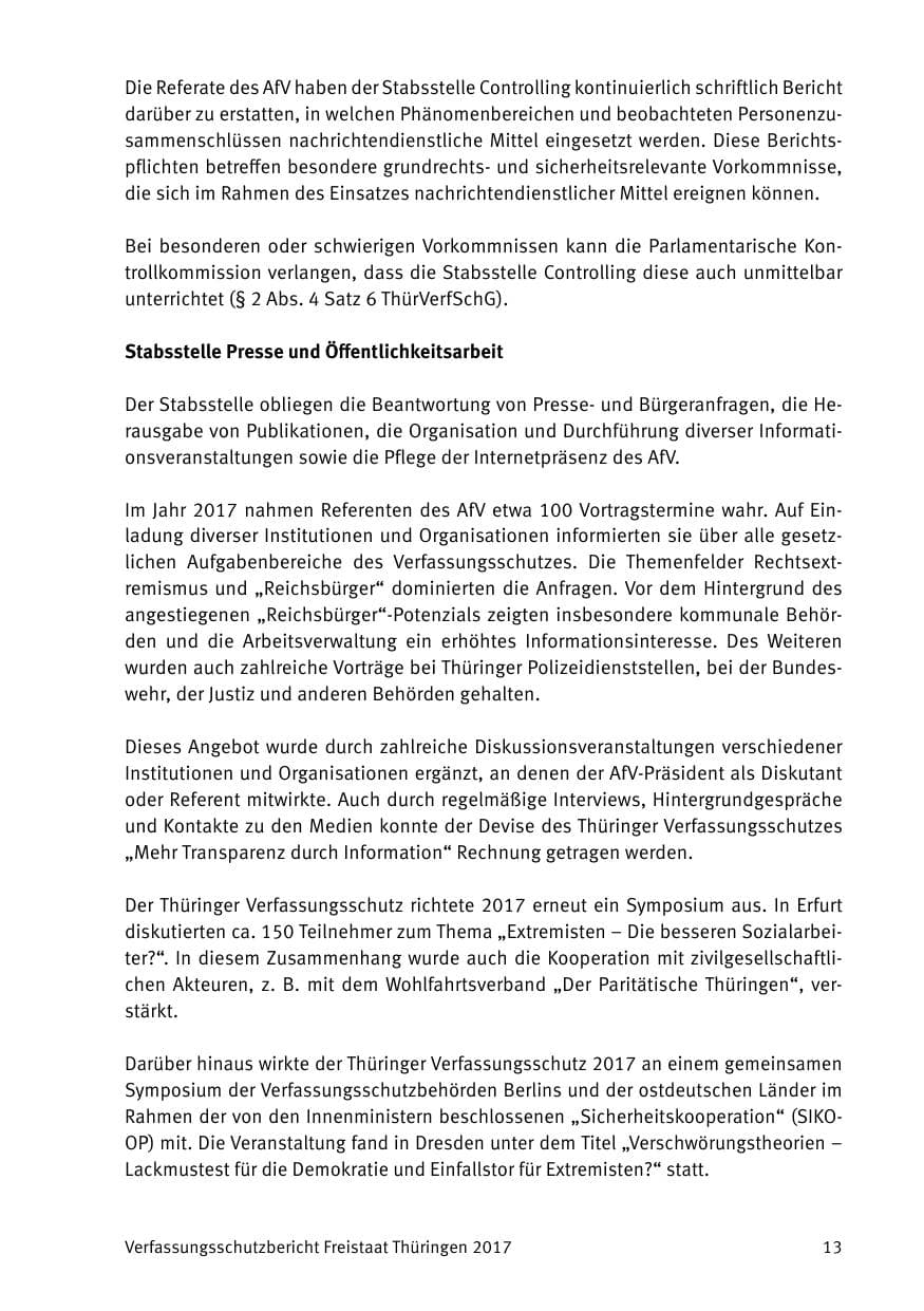Seite 15 des Verfassungsschutzbericht 2017 Thüringen