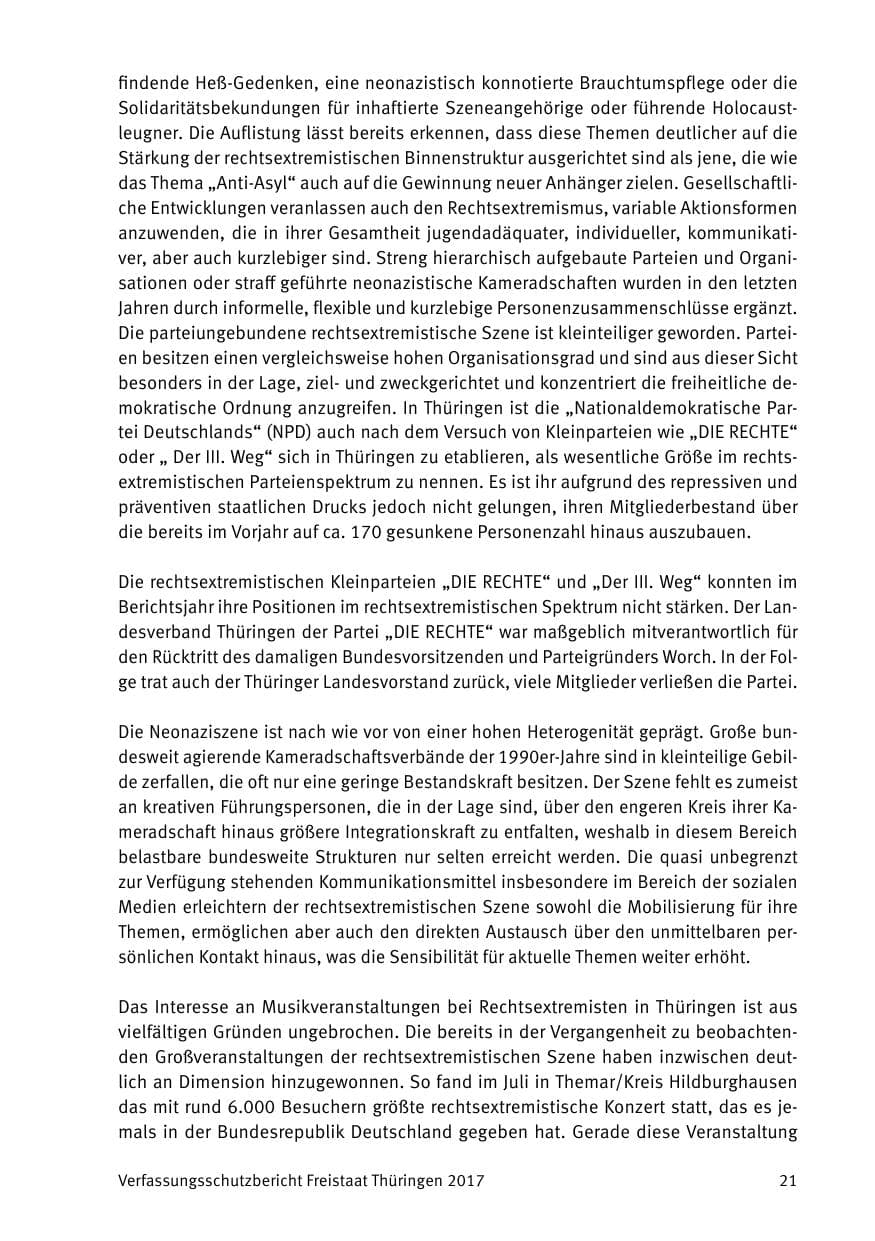 Seite 23 des Verfassungsschutzbericht 2017 Thüringen