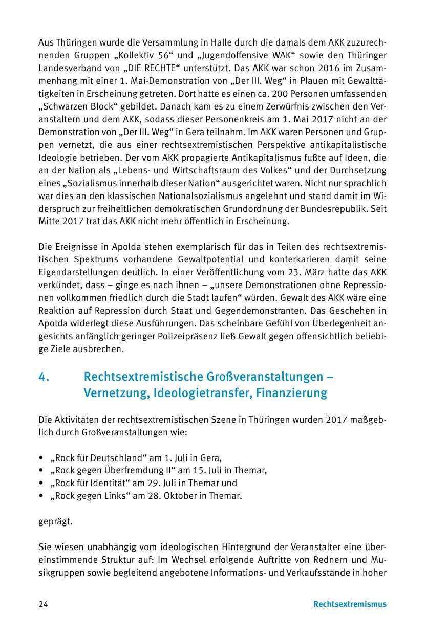 Seite 26 des Verfassungsschutzbericht 2017 Thüringen