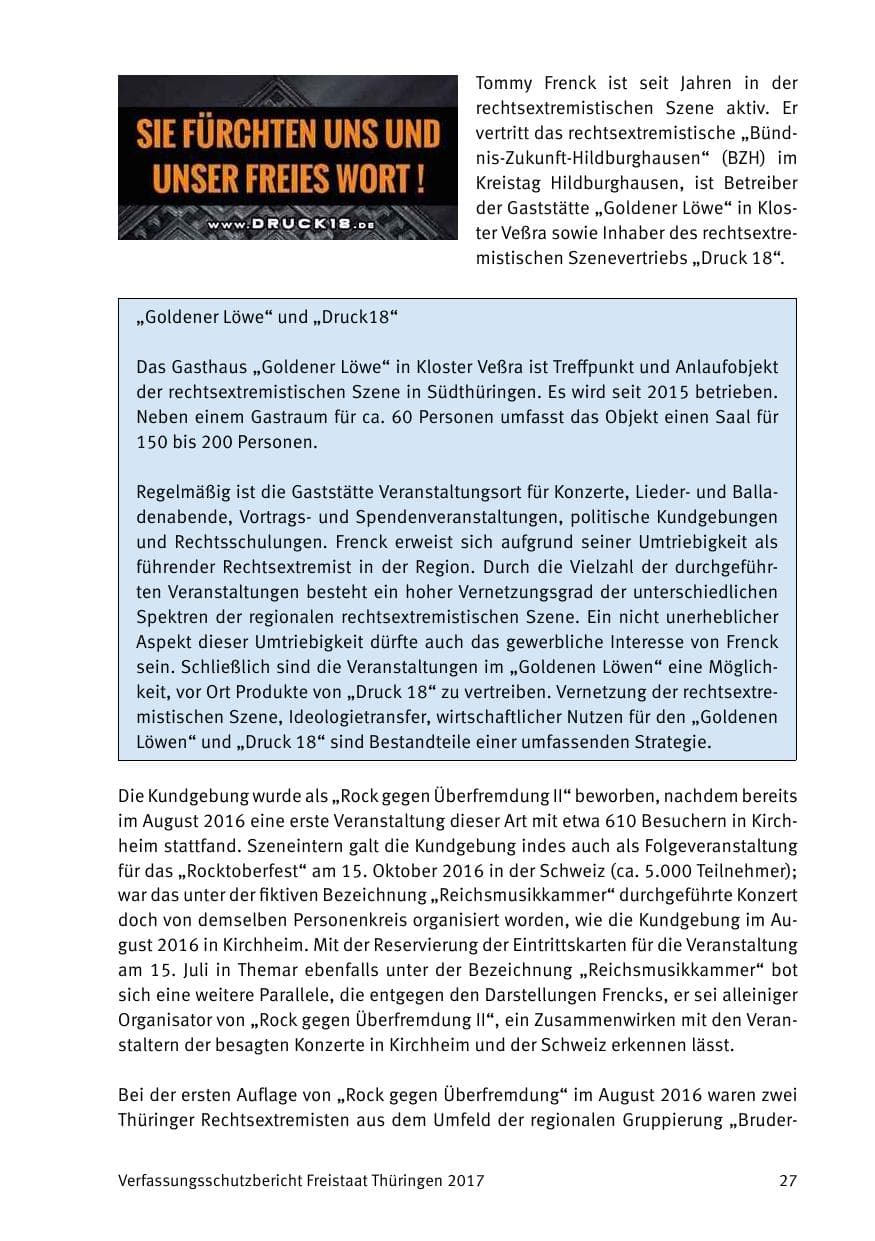 Seite 29 des Verfassungsschutzbericht 2017 Thüringen
