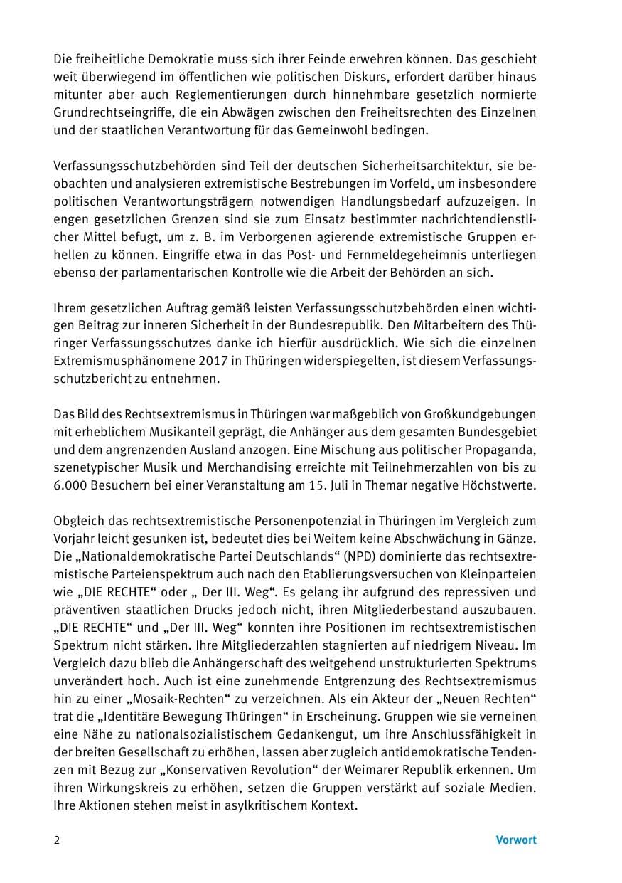 Seite 4 des Verfassungsschutzbericht 2017 Thüringen
