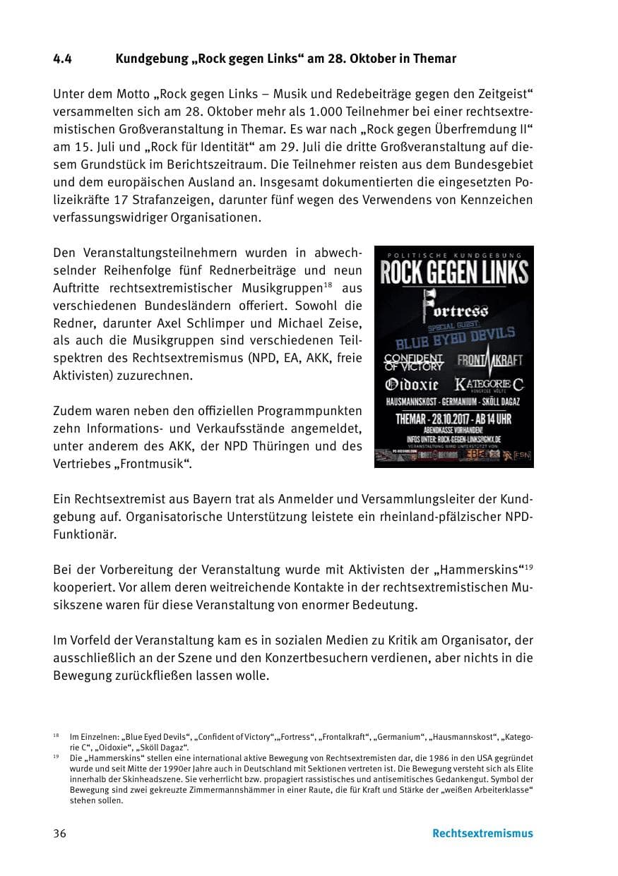 Seite 38 des Verfassungsschutzbericht 2017 Thüringen