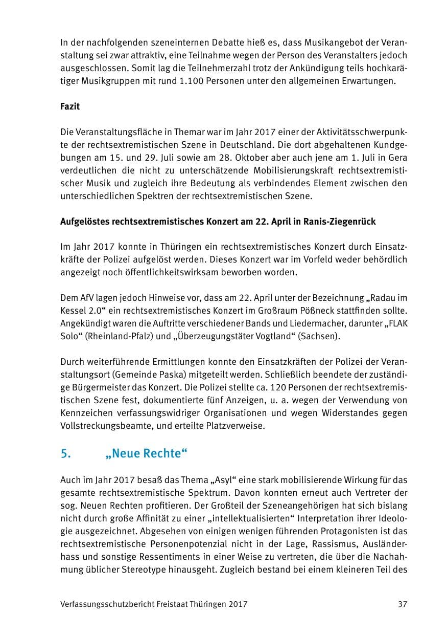 Seite 39 des Verfassungsschutzbericht 2017 Thüringen