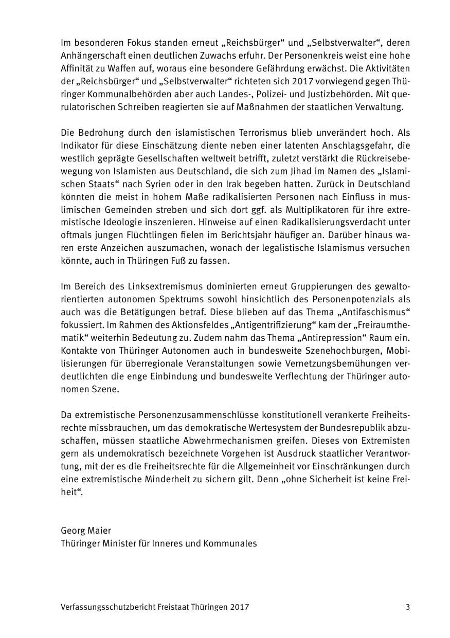 Seite 5 des Verfassungsschutzbericht 2017 Thüringen
