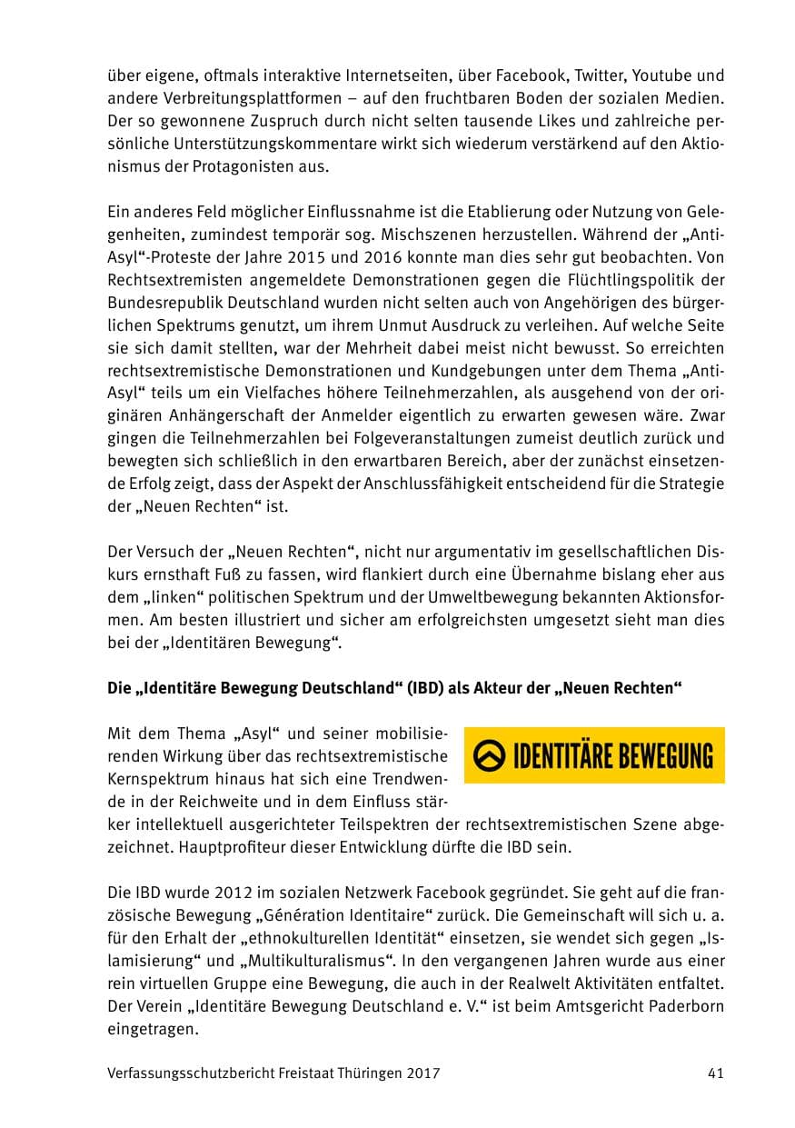 Seite 43 des Verfassungsschutzbericht 2017 Thüringen