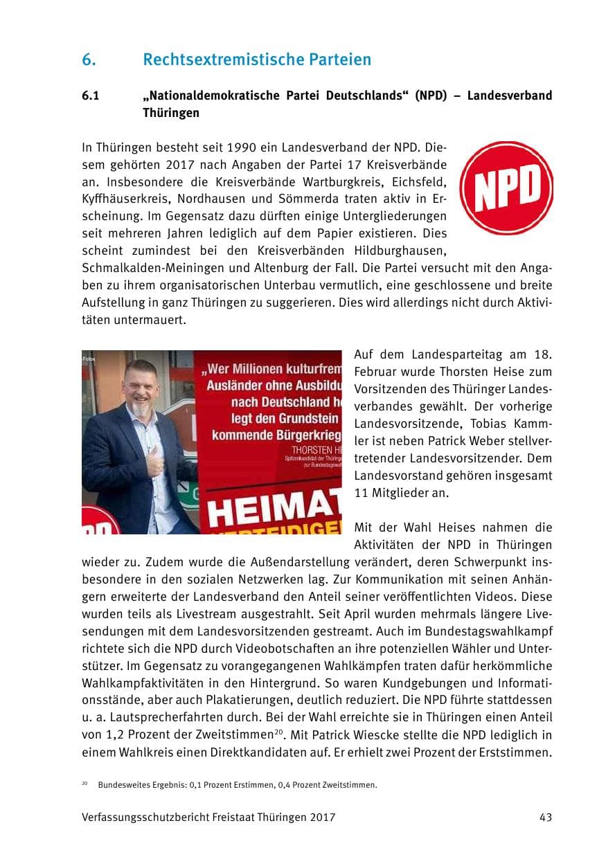 Seite 45 des Verfassungsschutzbericht 2017 Thüringen