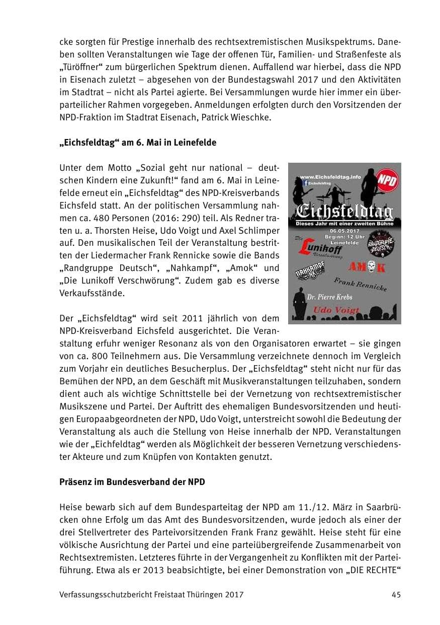 Seite 47 des Verfassungsschutzbericht 2017 Thüringen