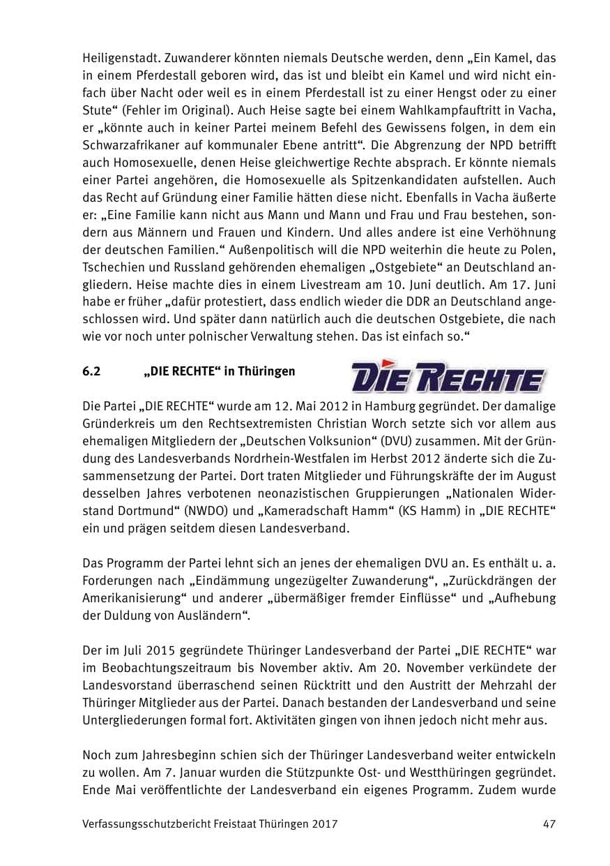 Seite 49 des Verfassungsschutzbericht 2017 Thüringen
