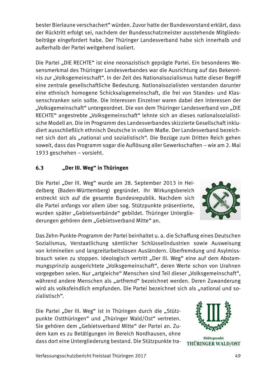 Seite 51 des Verfassungsschutzbericht 2017 Thüringen