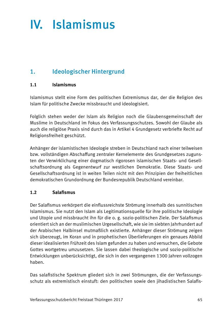 Seite 67 des Verfassungsschutzbericht 2017 Thüringen