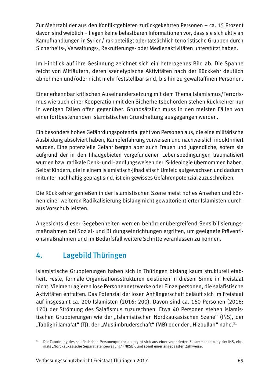 Seite 71 des Verfassungsschutzbericht 2017 Thüringen
