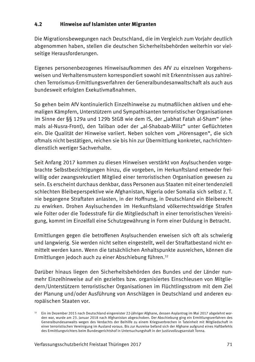 Seite 73 des Verfassungsschutzbericht 2017 Thüringen