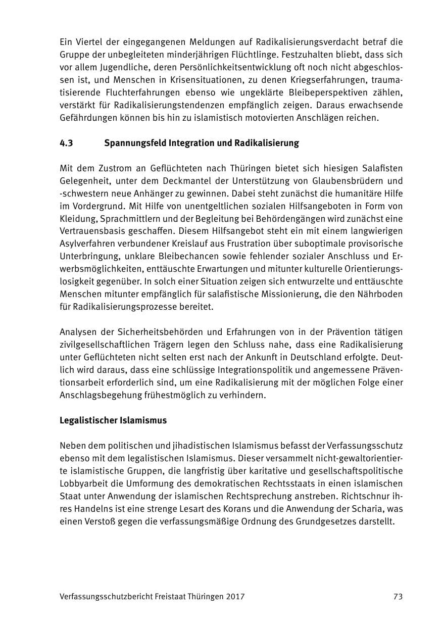 Seite 75 des Verfassungsschutzbericht 2017 Thüringen