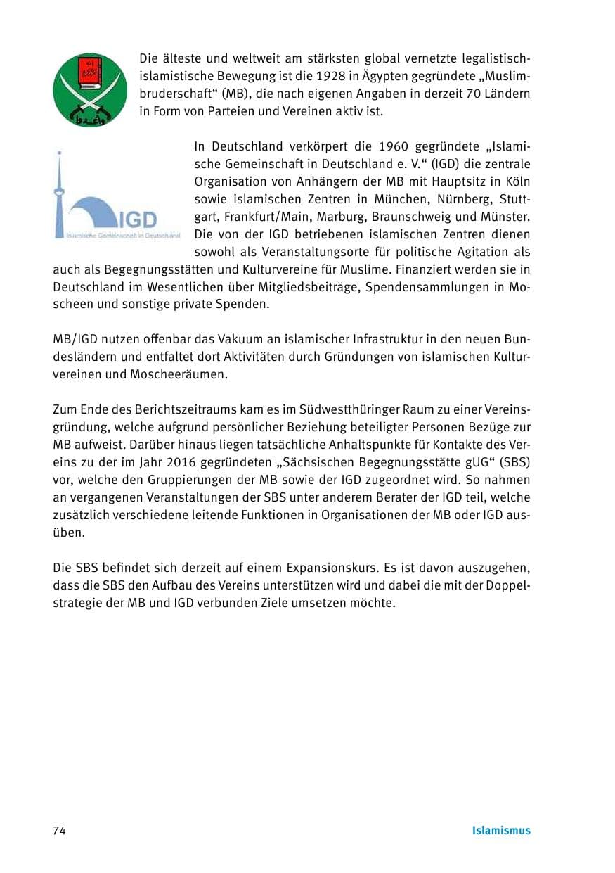 Seite 76 des Verfassungsschutzbericht 2017 Thüringen