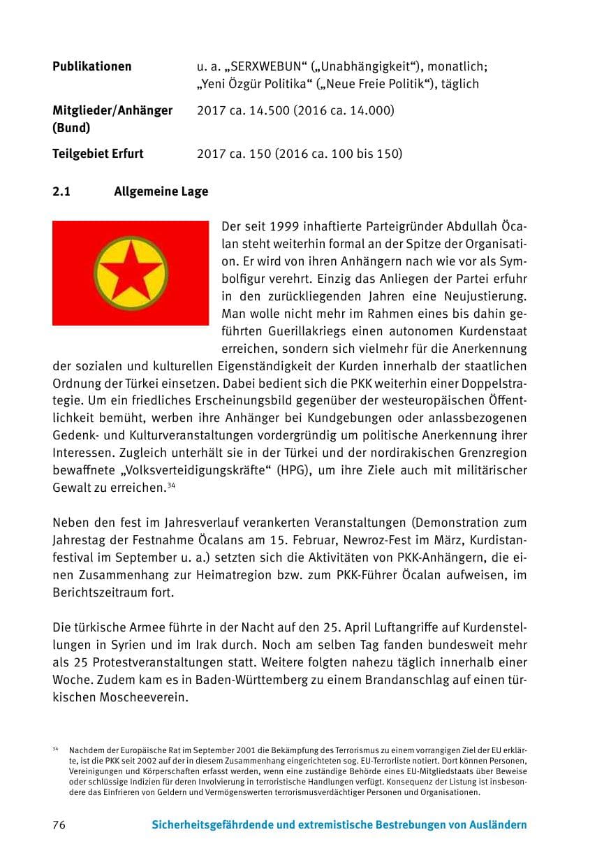 Seite 78 des Verfassungsschutzbericht 2017 Thüringen