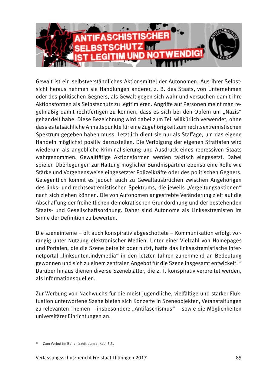 Seite 87 des Verfassungsschutzbericht 2017 Thüringen