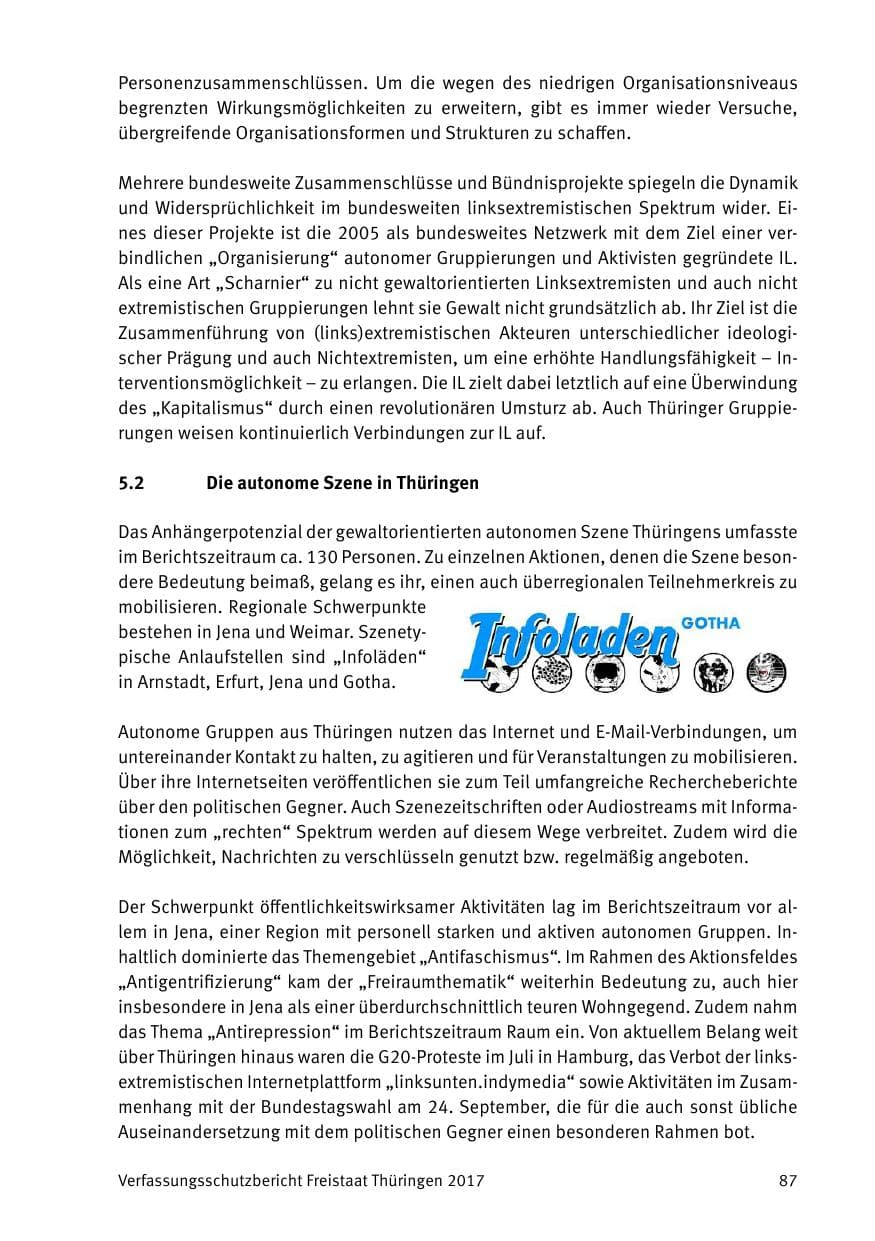Seite 89 des Verfassungsschutzbericht 2017 Thüringen