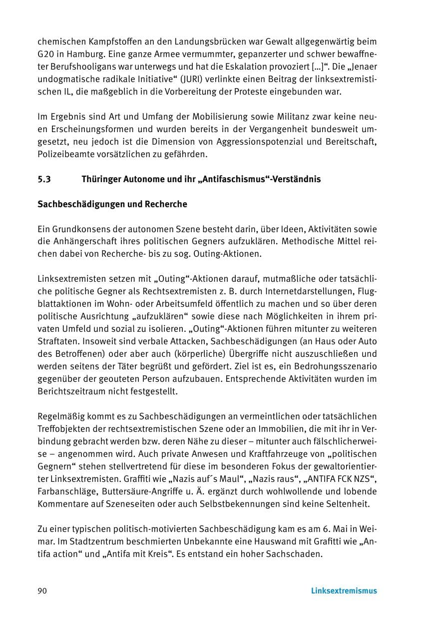 Seite 92 des Verfassungsschutzbericht 2017 Thüringen