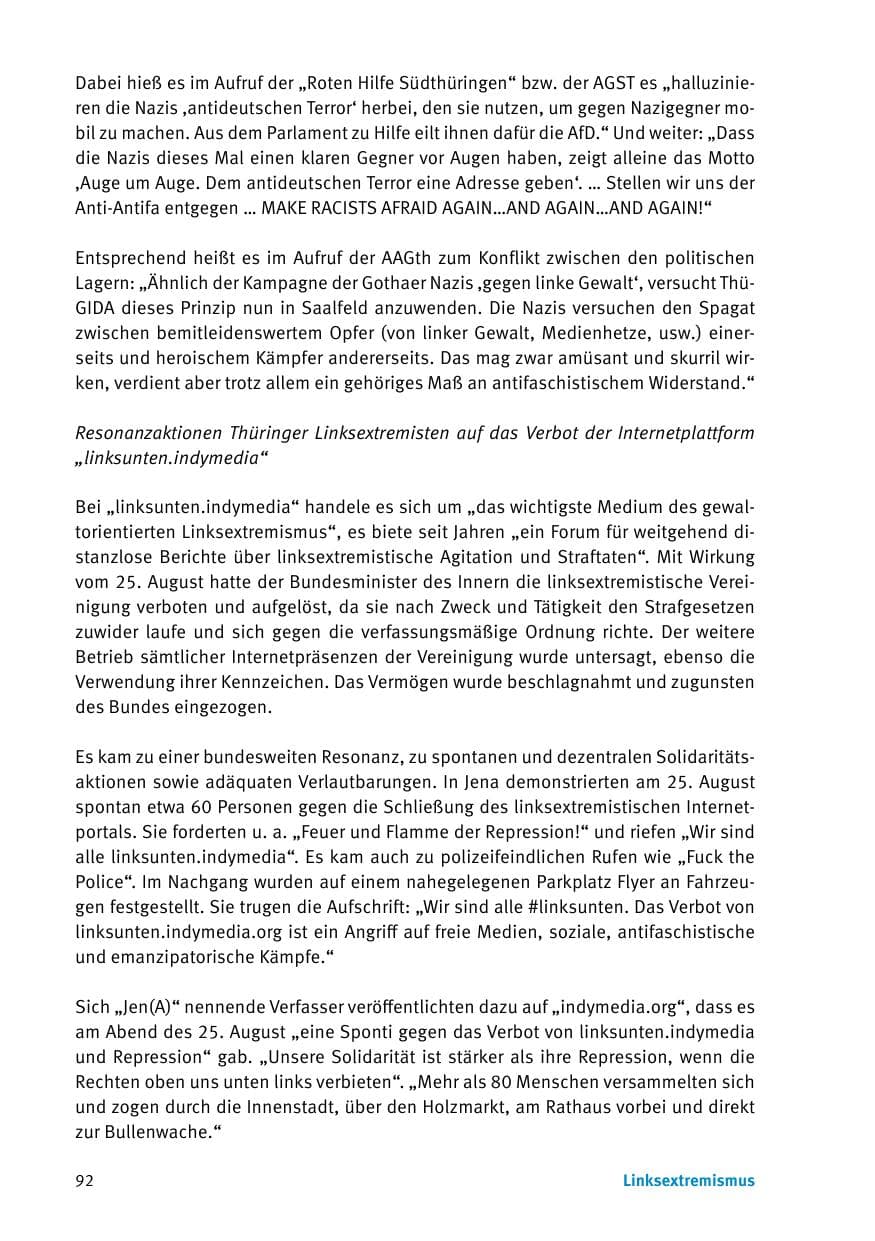 Seite 94 des Verfassungsschutzbericht 2017 Thüringen