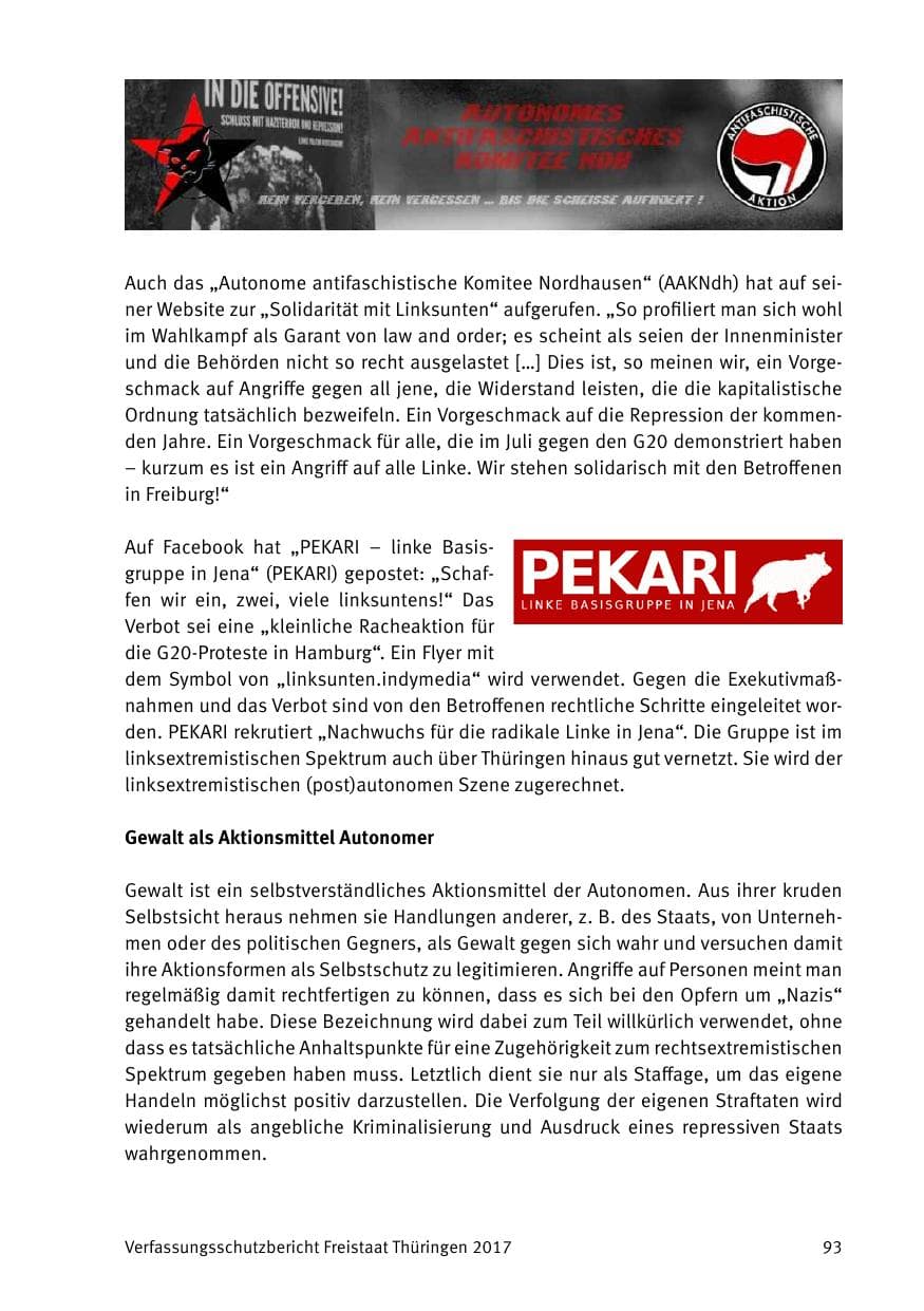 Seite 95 des Verfassungsschutzbericht 2017 Thüringen