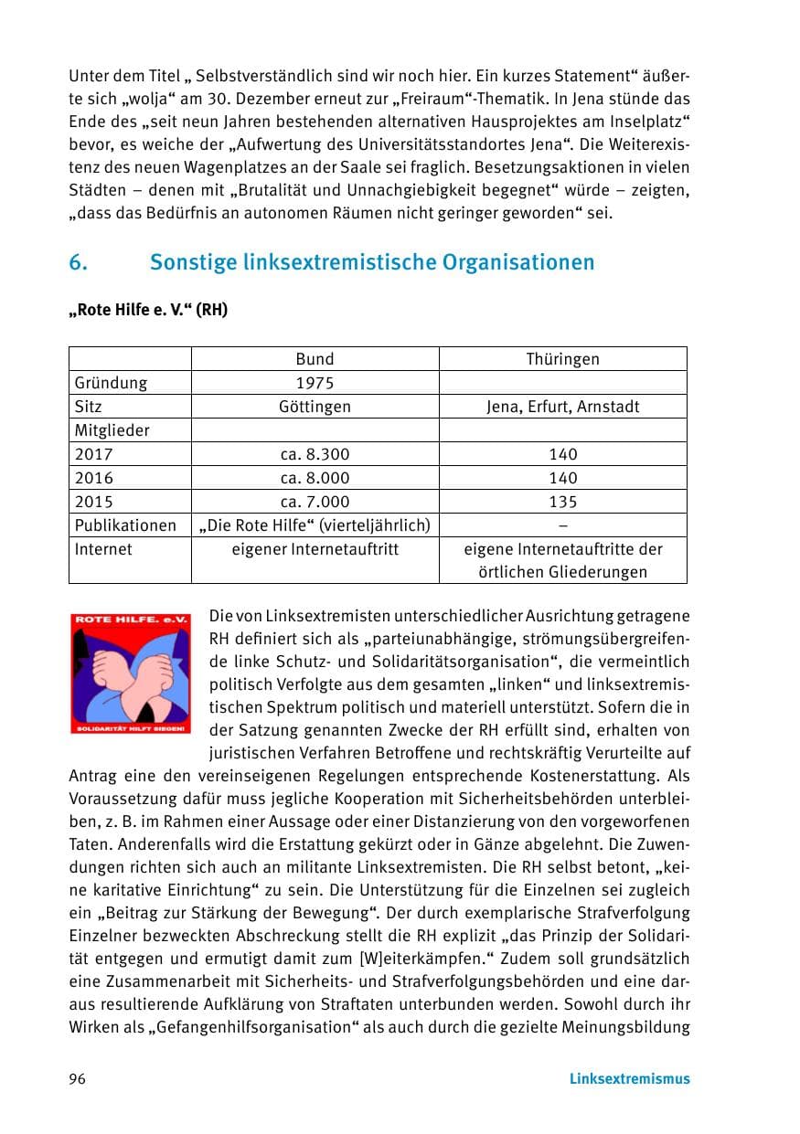 Seite 98 des Verfassungsschutzbericht 2017 Thüringen