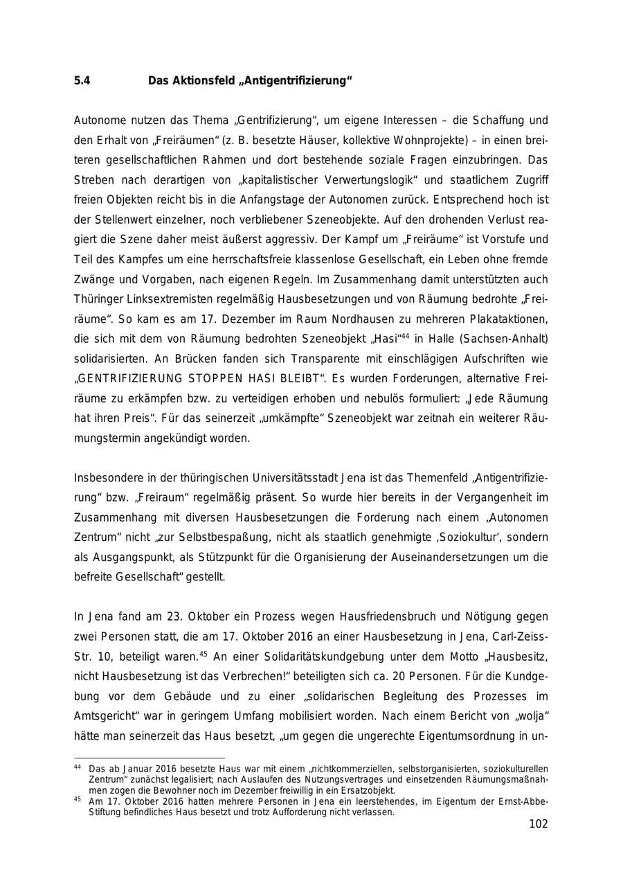 Seite 102 des Verfassungsschutzbericht 2018 Thüringen
