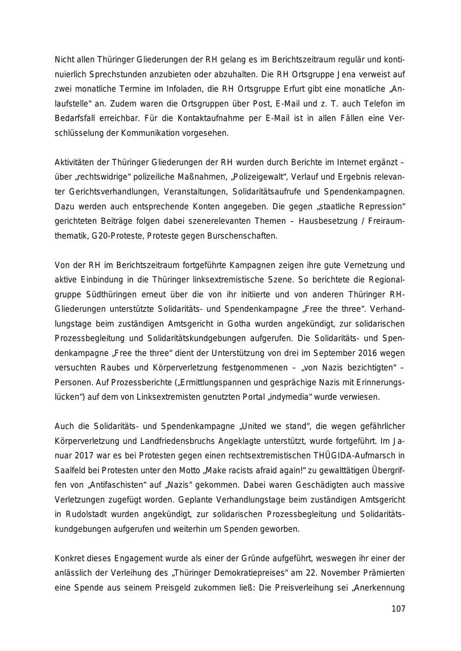 Seite 107 des Verfassungsschutzbericht 2018 Thüringen