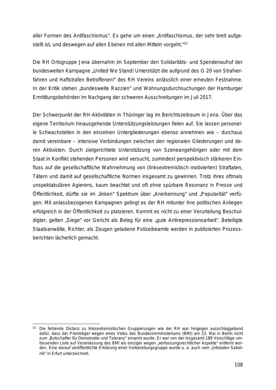 Seite 108 des Verfassungsschutzbericht 2018 Thüringen