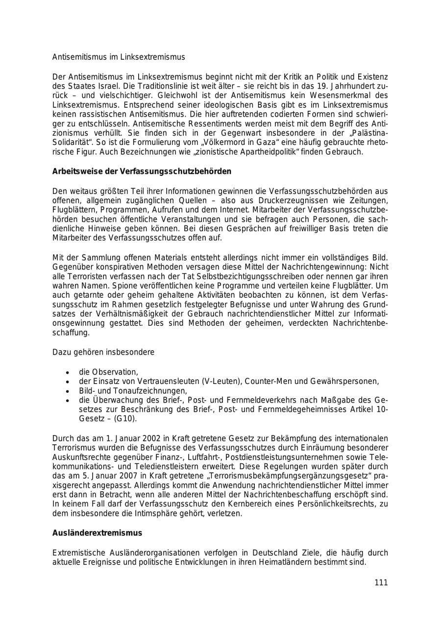 Seite 111 des Verfassungsschutzbericht 2018 Thüringen