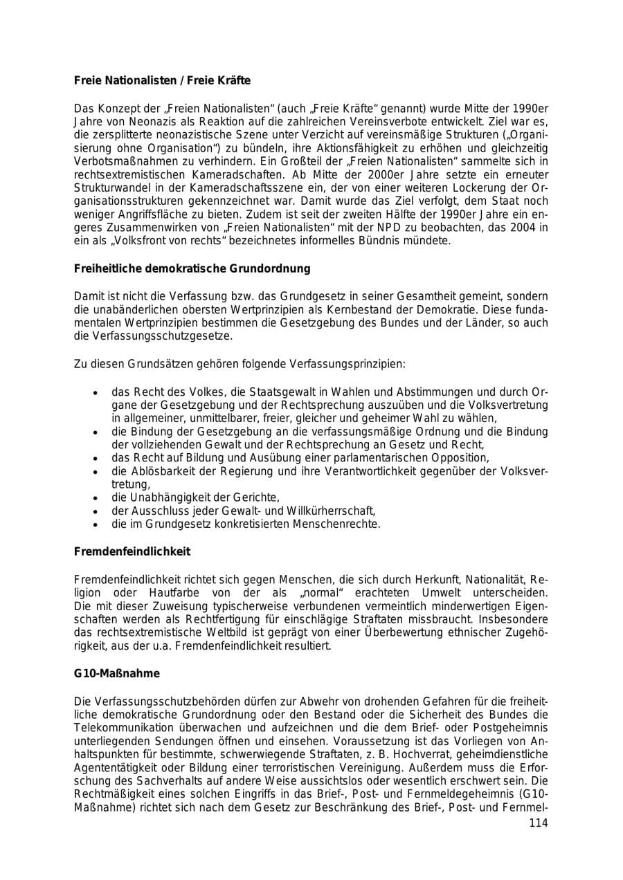 Seite 114 des Verfassungsschutzbericht 2018 Thüringen