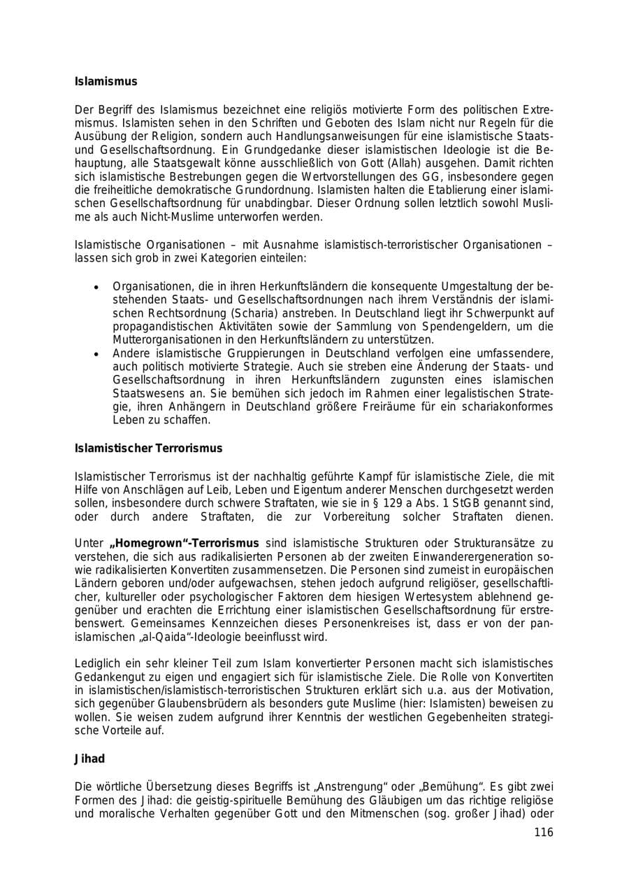 Seite 116 des Verfassungsschutzbericht 2018 Thüringen