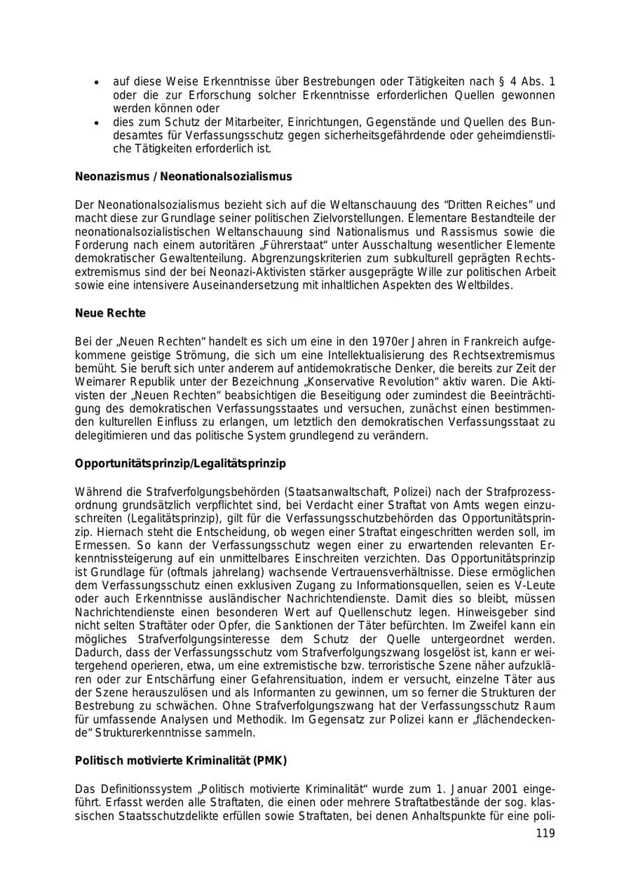 Seite 119 des Verfassungsschutzbericht 2018 Thüringen