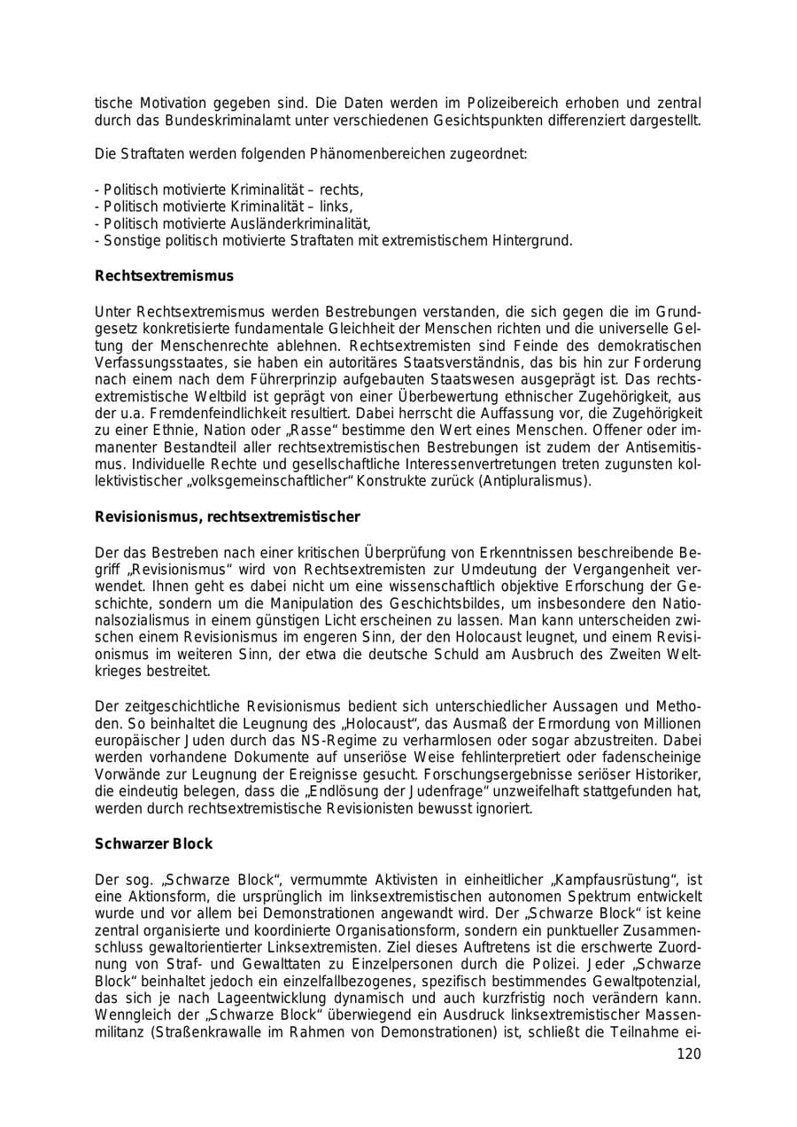 Seite 120 des Verfassungsschutzbericht 2018 Thüringen