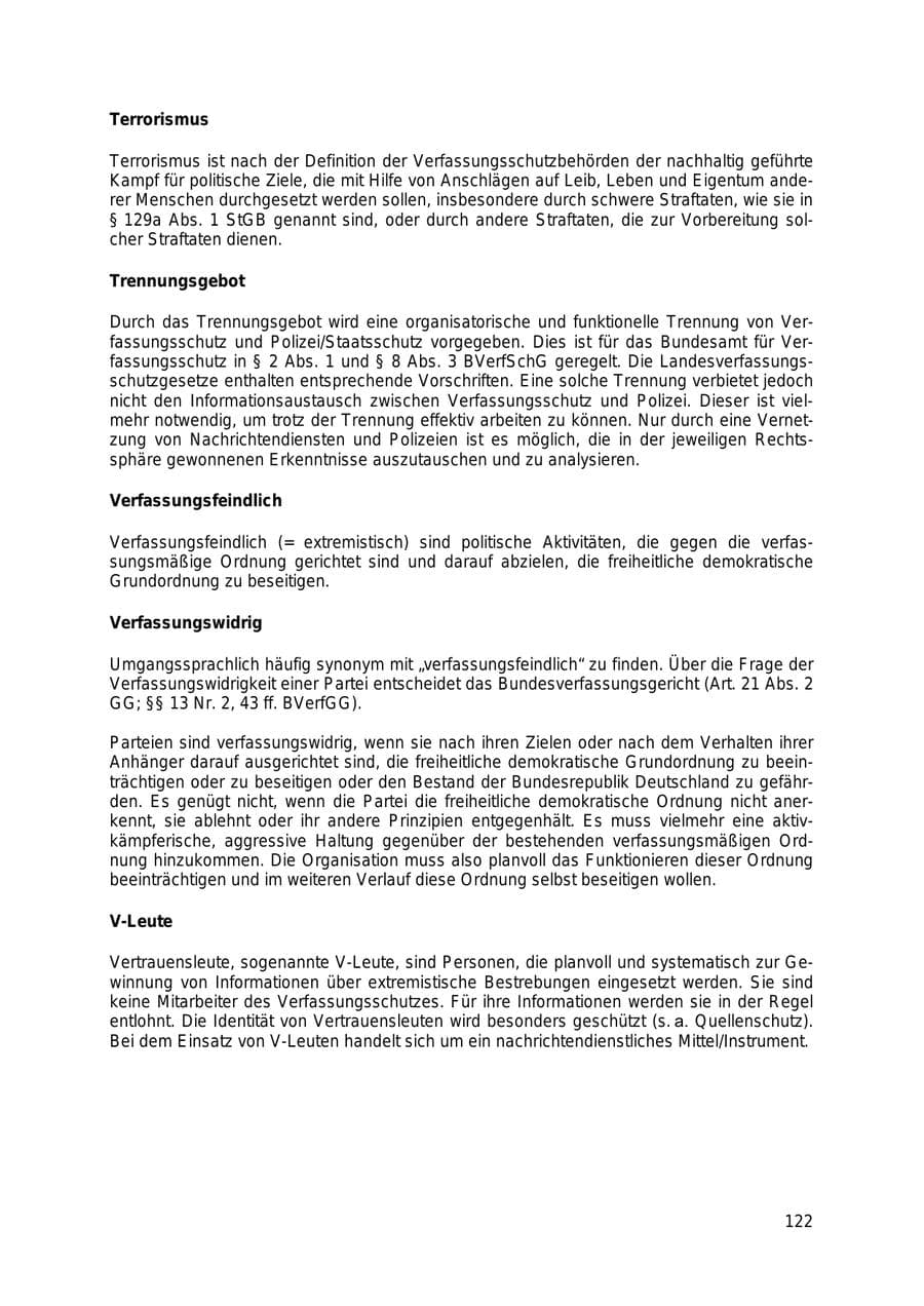 Seite 122 des Verfassungsschutzbericht 2018 Thüringen