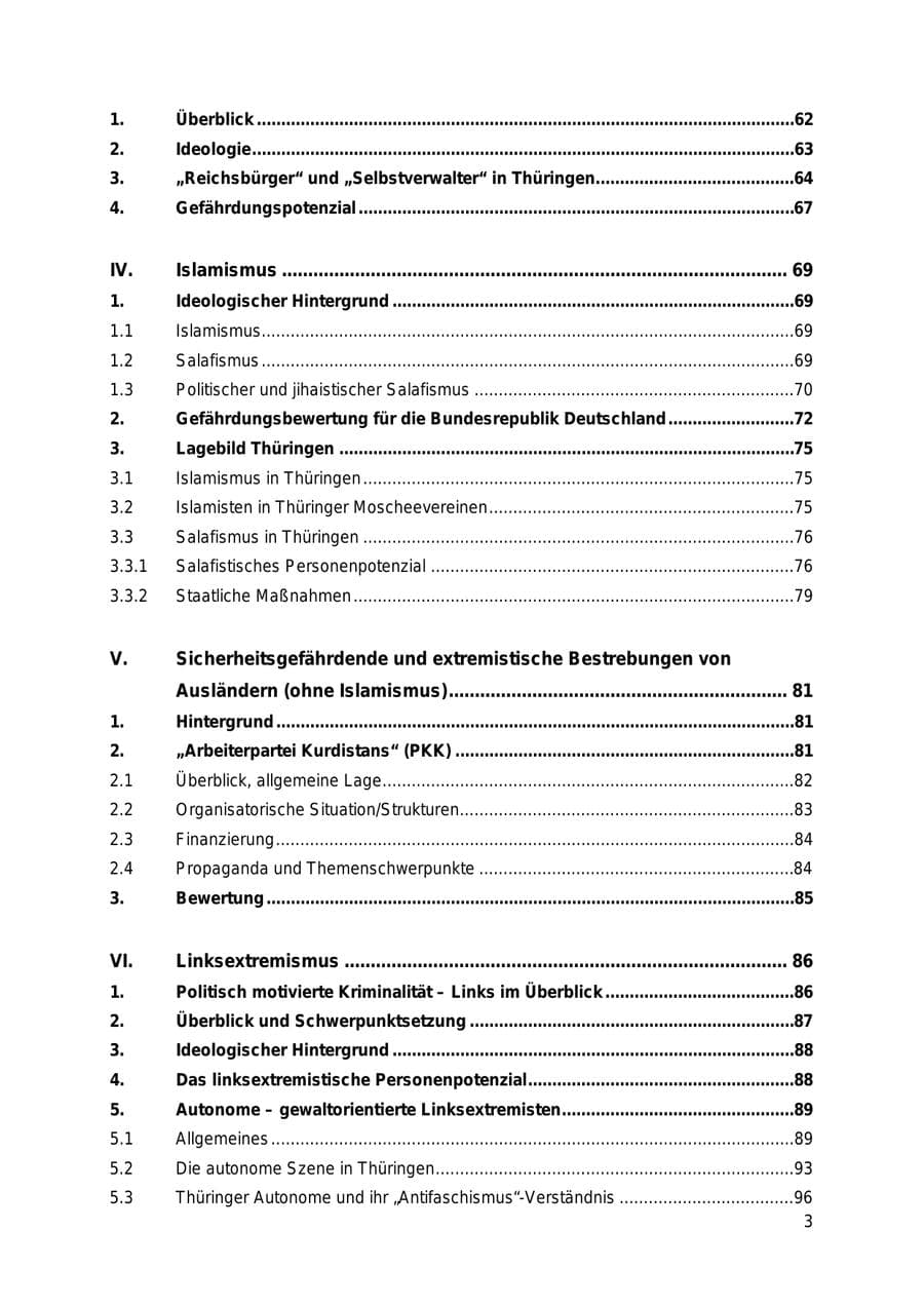 Seite 3 des Verfassungsschutzbericht 2018 Thüringen