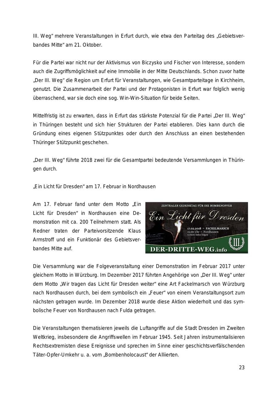 Seite 23 des Verfassungsschutzbericht 2018 Thüringen