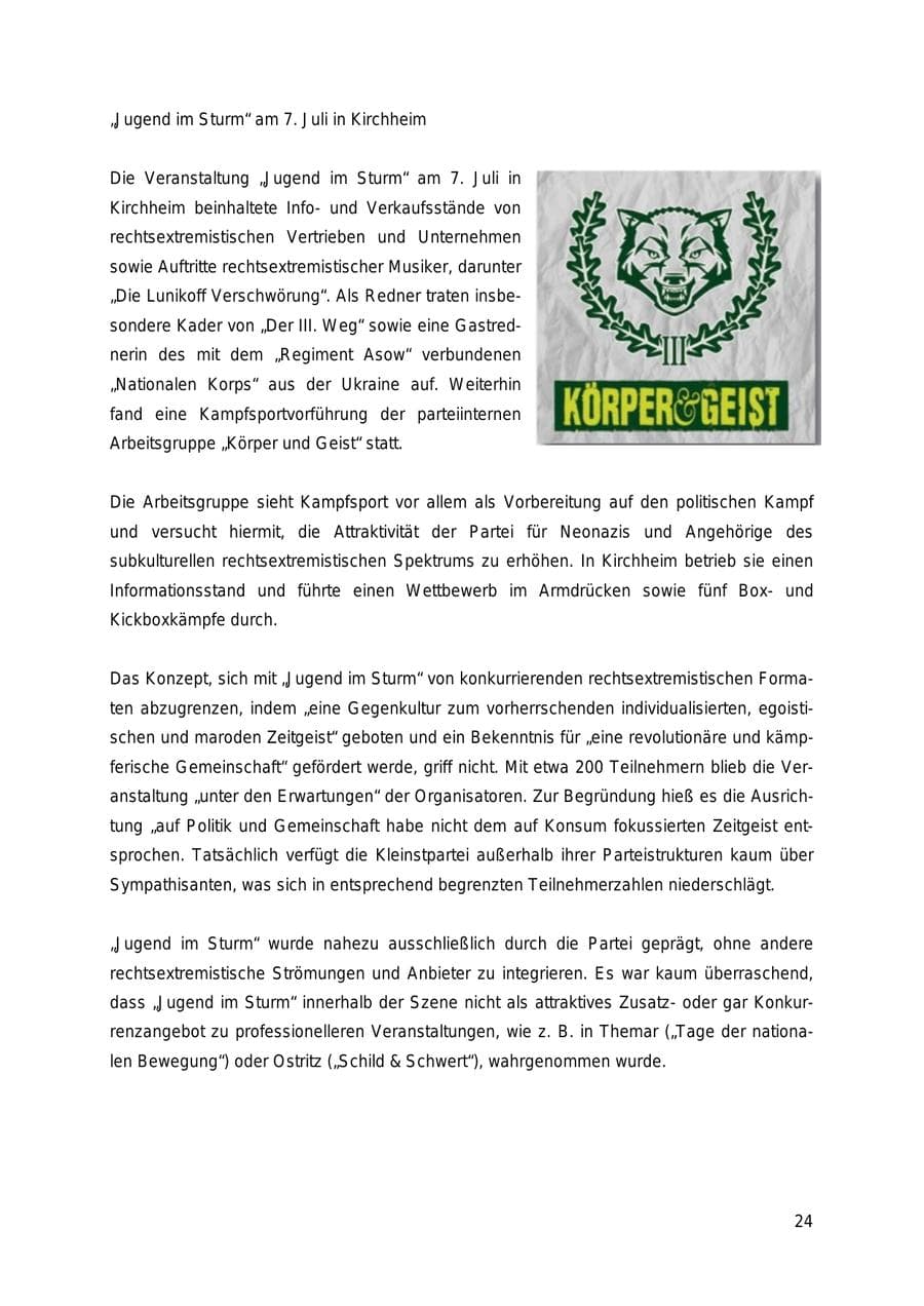 Seite 24 des Verfassungsschutzbericht 2018 Thüringen