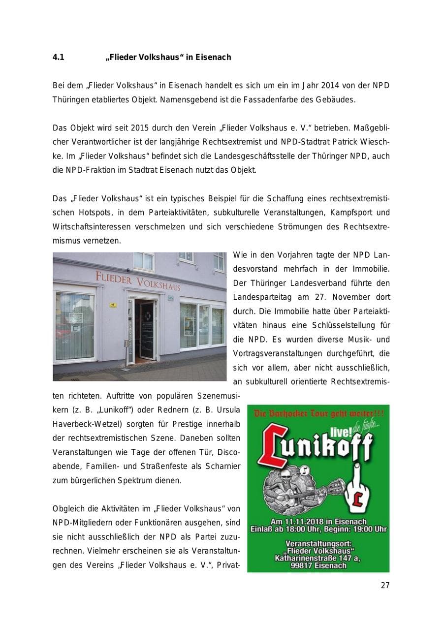 Seite 27 des Verfassungsschutzbericht 2018 Thüringen