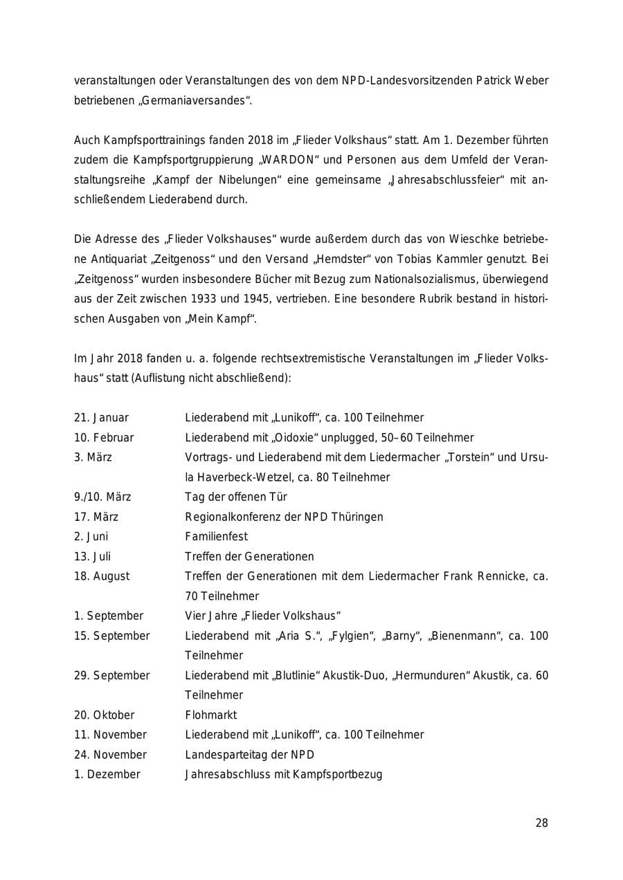 Seite 28 des Verfassungsschutzbericht 2018 Thüringen