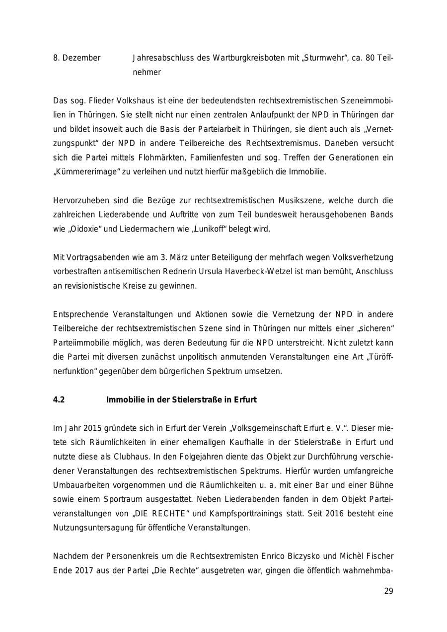 Seite 29 des Verfassungsschutzbericht 2018 Thüringen