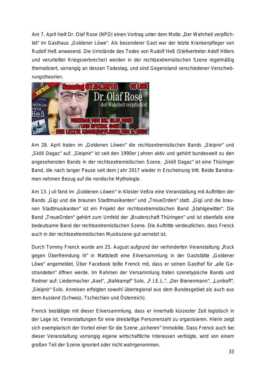 Seite 33 des Verfassungsschutzbericht 2018 Thüringen
