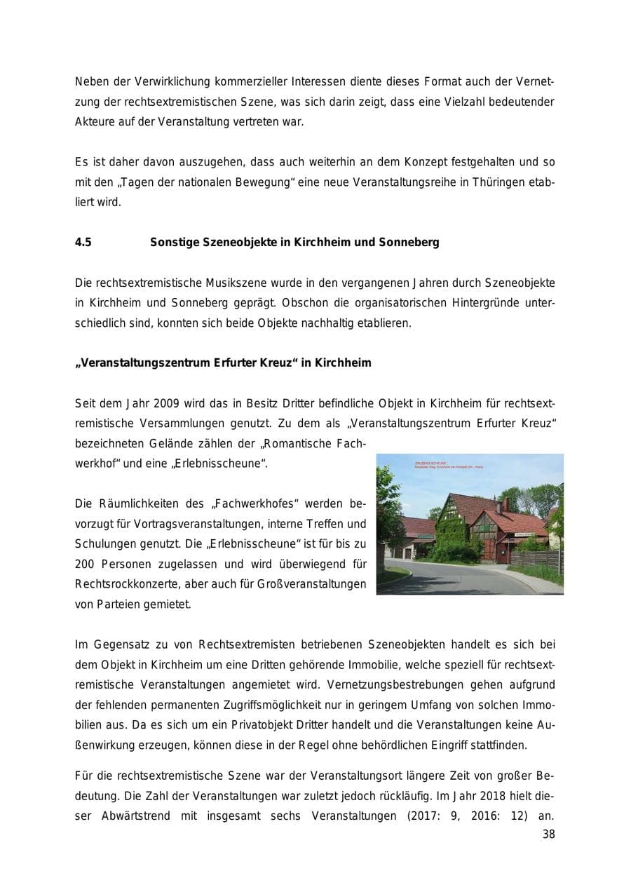 Seite 38 des Verfassungsschutzbericht 2018 Thüringen