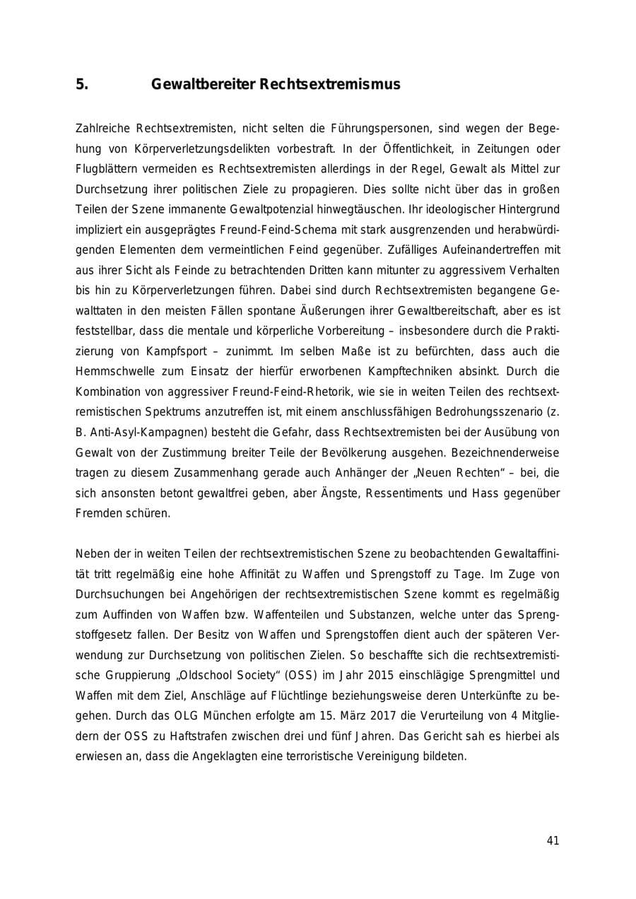 Seite 41 des Verfassungsschutzbericht 2018 Thüringen