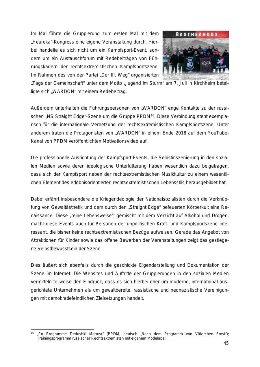 Seite 45 des Verfassungsschutzbericht 2018 Thüringen