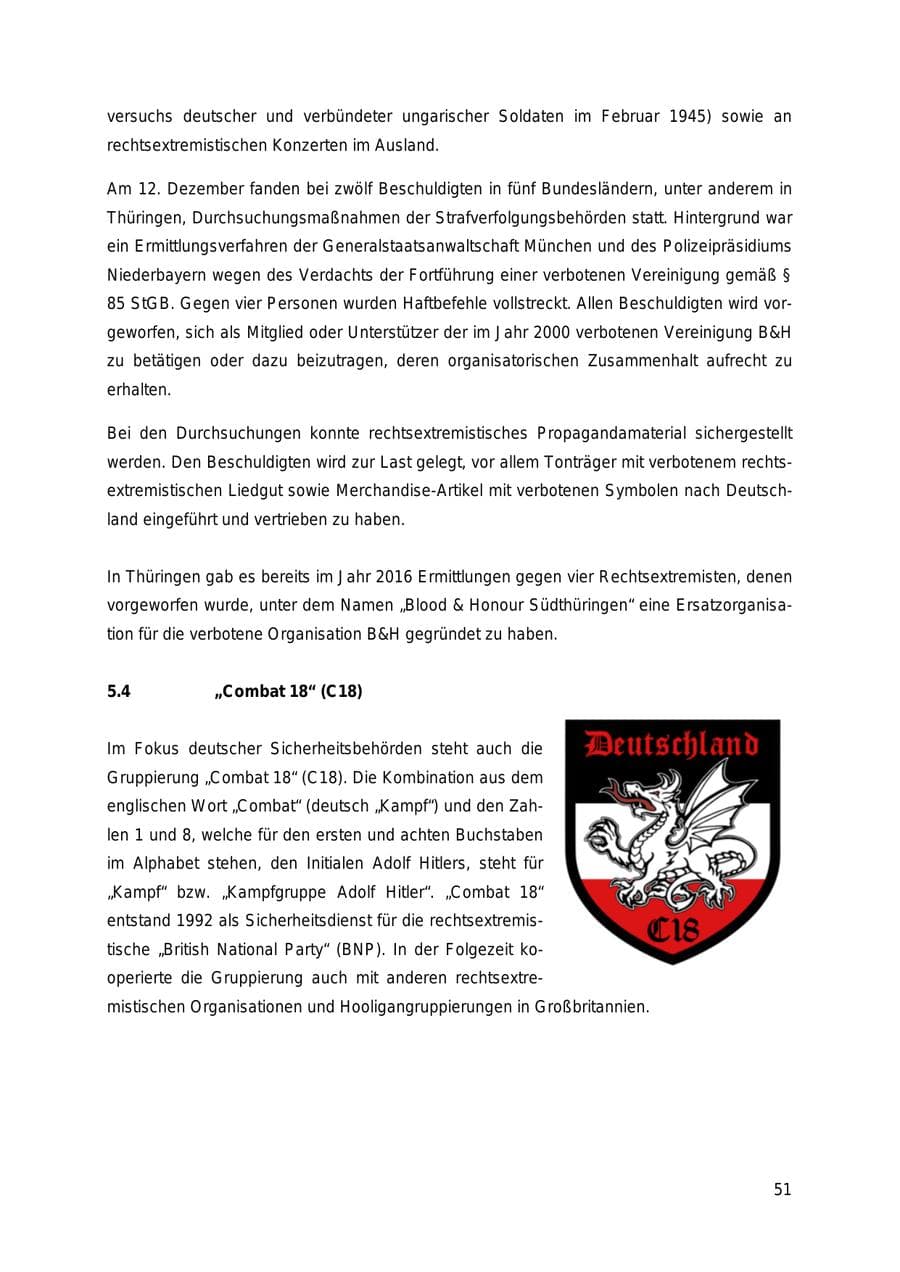 Seite 51 des Verfassungsschutzbericht 2018 Thüringen