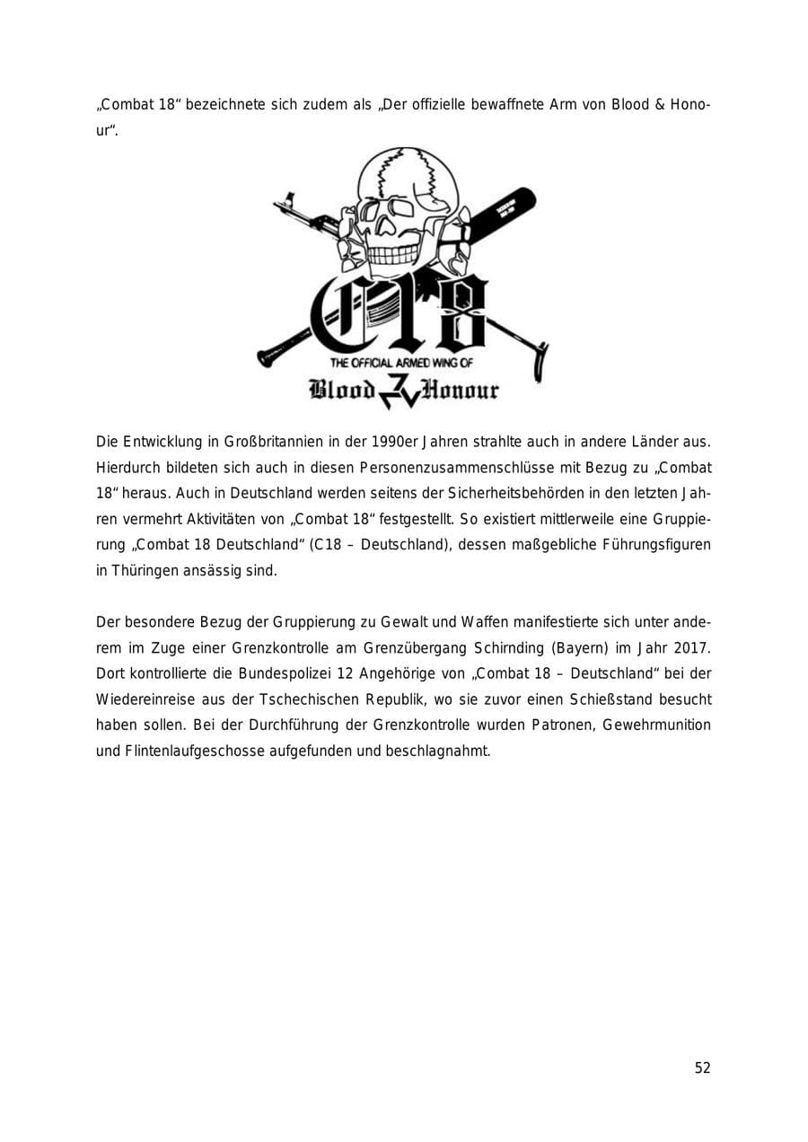 Seite 52 des Verfassungsschutzbericht 2018 Thüringen